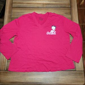 Betty Boop X Coca Cola LS Red V-Neck Sleepwear Tee - Size 2X